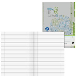 BRUNNEN Schulheft Recycling Lineatur 27 liniert DIN A4 Innen- und Außenrand, 16 Blatt