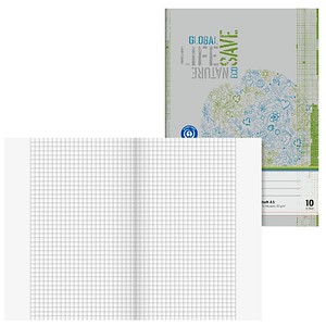 BRUNNEN Schulheft Recycling Lineatur 10 kariert DIN A5 Außenrand, 16 Blatt