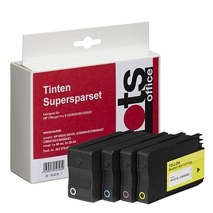 4 dots schwarz, cyan, magenta, gelb Tintenpatronen ersetzen HP 950XL/951XL (C2P43AE)