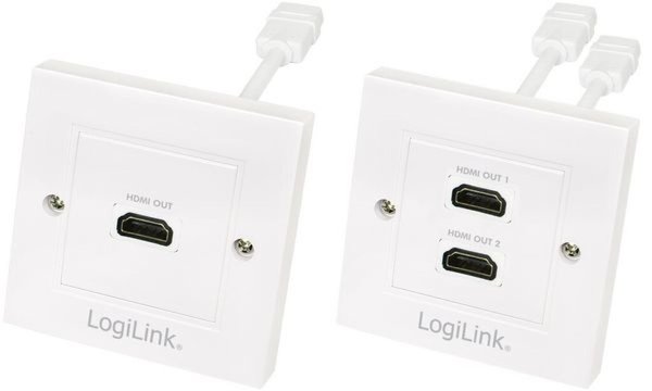 LogiLink Anschlussdose, 2 x HDMI, geschirmt, weiß