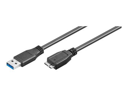 WENTRONIC Goobay USB 3.0 SuperSpeed Kabel, Schwarz, 3 m - USB 3.0-Stecker (Typ 