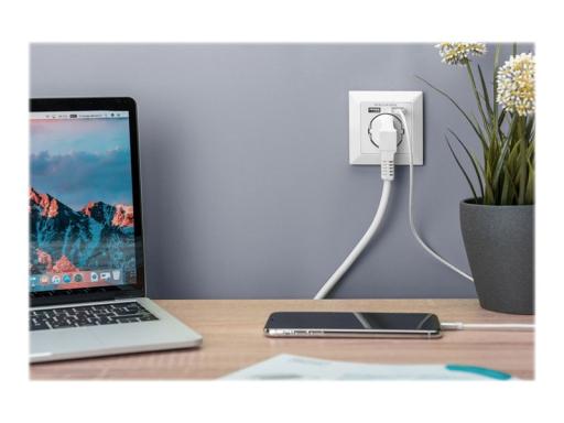 DIGITUS Steckdose (250V 50Hz) mit 2 USB-Ports (5V 2.1A) weiß