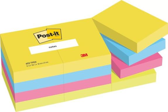 Post-it® Active Collection Haftnotizen Standard 653TFEN farbsortiert 12 Blöcke