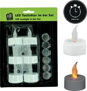 LED Teelichter 6er Set inkl. 6 St. Batterie CR2032 u. Timer