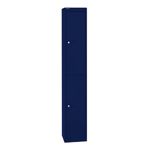 Garderoben-und Schließfachsystem, blau, 2 Fächer mit je einem
