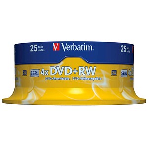 25 Verbatim DVD+RW 4,7 GB wiederbeschreibbar