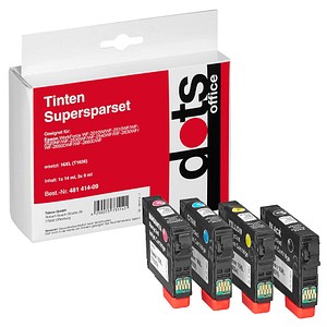 4 dots schwarz, cyan, magenta, gelb Tintenpatronen ersetzen EPSON T1636XL