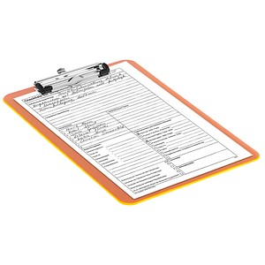 MAUL Klemmbrett MAULneon, DIN A4, transparent-orange aus Kunststoff, flache, ve