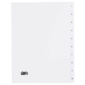 dots Ordnerregister Vollformat 1-10 weiß 10-teilig, 5 Satz