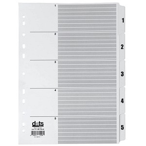 dots Ordnerregister Mylar Vollformat 1-5 weiß 5-teilig, 1 Satz