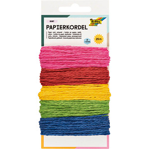 folia Kordel Papier farbig rauh pink, rot, gelb, grün, blau