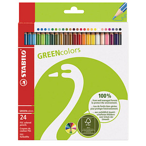 STABILO Buntstifte GREENcolors, 24er Karton-Etui sechseckig, Minenstärke: 2,8 m