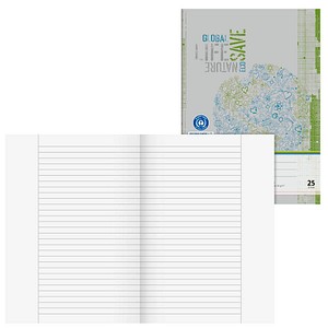 BRUNNEN Schulheft Recycling Lineatur 25 liniert DIN A4 Außenrand, 16 Blatt