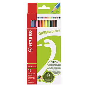 STABILO Buntstifte GREENcolors, 12er Karton-Etui sechseckig, in Schreibfarbe la