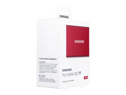 SAMSUNG Portable T7 1 TB externe SSD-Festplatte metallicrot