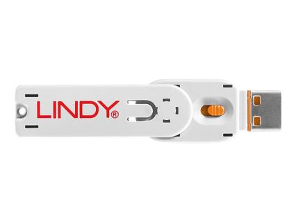 LINDY USB Port Schloss (4 Stück) mit Schlüssel: Code ORANGE