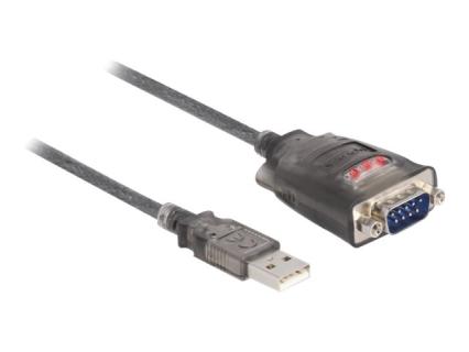 DELOCK Adapter USB 2.0 Typ-A zu 1 x Seriell RS-232 D-Sub 9 Pin Stecker 1 m mit 
