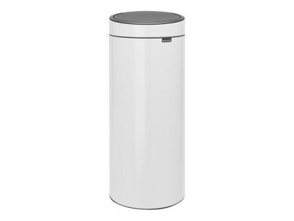 BRABANTIA Touch Bin - 30L Rund Kunststoff - Edelstahl Weiß (11 51 41)