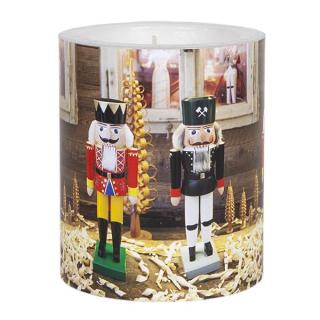 Dekorkerzen, 9,9 x 12 cm | mit Motiv Nussknacker Weihnachtsmotiv: Nussknacker