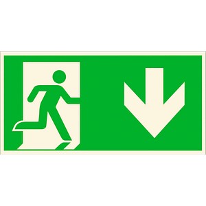 SafetyMarking® Rettungszeichen-Aufkleber Notausgang rechts, abwärts rechteckig 30,0 x 15,0 cm