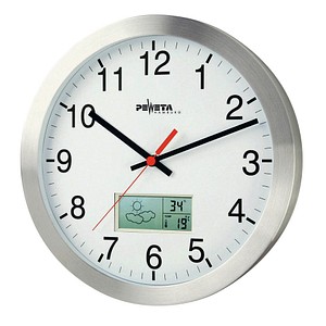 PEWETA Funkwanduhr silber 30,0 cm Aluminium, matt