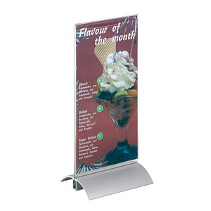 DURABLE Tischaufsteller PRESENTER, DIN lang, transparent aus hochwertigem Alumi