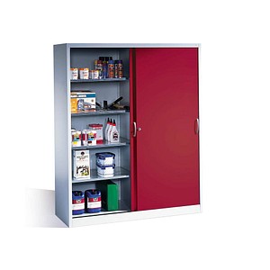CP Stahlschrank 2159-00 lichtgrau, rubinrot 160,0 x 50,0 x 195,0 cm
