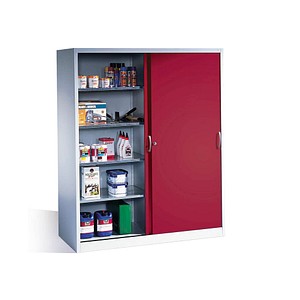 CP Stahlschrank 2169-00 lichtgrau, rubinrot 160,0 x 60,0 x 195,0 cm