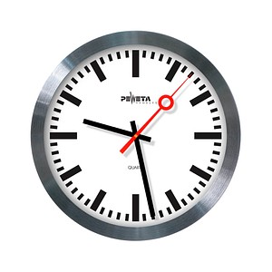 PEWETA Wanduhr Bahnhof silber 30,0 cm Aluminium