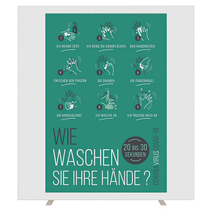 PAPERFLOW Trennwand easyScreen Hände-Waschen weiß 160,0 x 174,0 cm