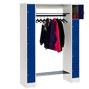 CP Garderobe mit Schließfächern Serie 8070 lichtgrau, enzianblau 80710-00, 10 Schließfächer 143,0 x 48,0 x 195,0 cm