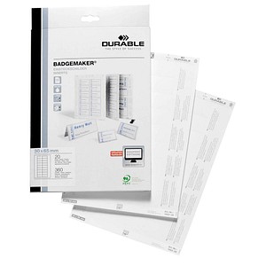 DURABLE Einsteckschilder für Namensschilder, 65 x 30 mm weiß, mit Microperforat