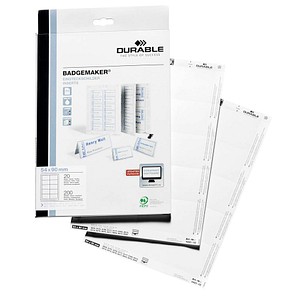 DURABLE - Namensbadge-Karten - weiß - 54 x 90 mm - 150 g/m2 - 200 Karte(n) (20 