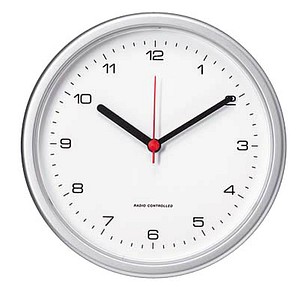 PEWETA Funkwanduhr Design silber 25,0 cm Kunststoff
