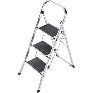 HAILO -Werk Hailo K30 - Stufenleiter - 3 Stufen - Arbeitshöhe: 2,45 m - Alumini