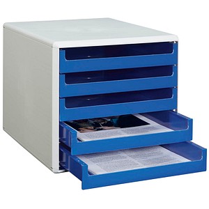 M&M Schubladenbox  blau DIN A4 mit 5 Schubladen