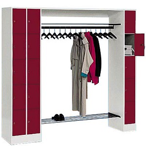 CP Garderobe mit Schließfächern Serie 8070 lichtgrau, rubinrot 80730-00, 15 Schließfächer 210,0 x 48,0 x 195,0 cm
