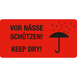 250 EICHNER Warnetiketten rot »Vor Nässe schützen!« 100,0 x 50,0 mm