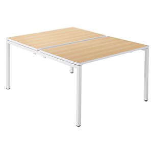 PAPERFLOW easyDesk Doppelschreibtisch buche rechteckig 4-Fuß-Gestell weiß 120,0 x 166,0 cm
