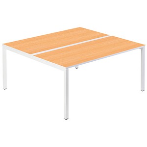 PAPERFLOW easyDesk Doppelschreibtisch buche rechteckig 4-Fuß-Gestell weiß 160,0 x 166,0 cm
