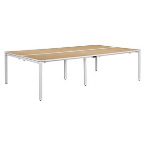 PAPERFLOW easyDesk Doppelschreibtisch buche rechteckig 4-Fuß-Gestell weiß 240,0 x 166,0 cm