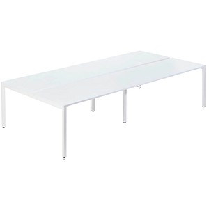PAPERFLOW easyDesk Doppelschreibtisch weiß rechteckig 4-Fuß-Gestell weiß 320,0 x 166,0 cm