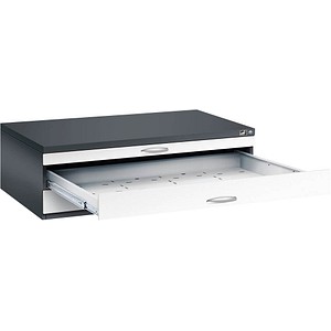 CP 7200 Planschrank schwarzgrau, verkehrsweiß mit 3 Schubladen 135,0 x 96,0 x 42,0 cm