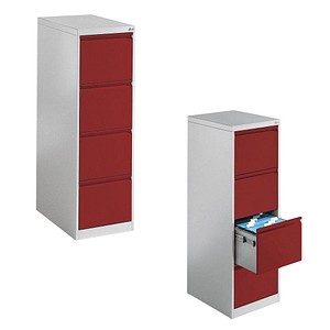 CP C 2000 Acurado Hängeregistraturschrank lichtgrau, rubinrot mit 4 Schubladen 43,3 x 59,0 x 135,7 cm