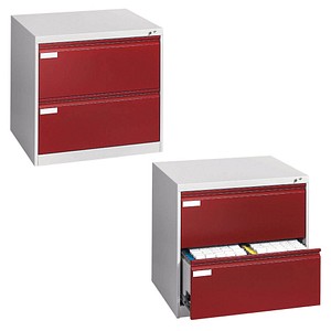 CP C 2000 Acurado Hängeregistraturschrank lichtgrau, rubinrot mit 2 Schubladen 78,7 x 59,0 x 73,3 cm