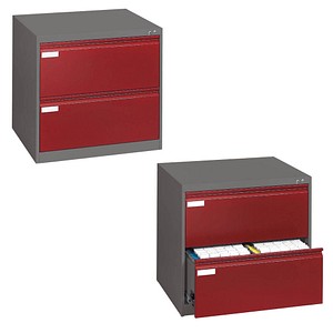 CP C 2000 Acurado Hängeregistraturschrank grau, rubinrot mit 2 Schubladen 78,7 x 59,0 x 73,3 cm