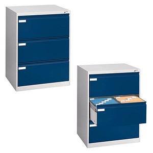 CP C 2000 Acurado Hängeregistraturschrank lichtgrau, blau mit 3 Schubladen 78,7 x 59,0 x 104,5 cm