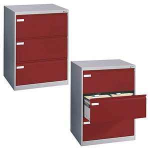 CP C 2000 Acurado Hängeregistraturschrank lichtgrau, rubinrot mit 3 Schubladen 78,7 x 59,0 x 104,5 cm