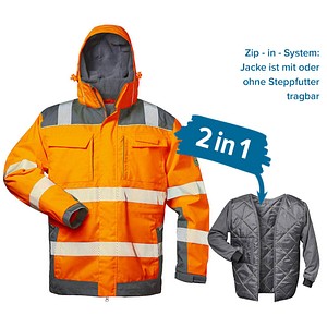 elysee® unisex Warnjacke Winter NIKLAS orange, grau Größe S