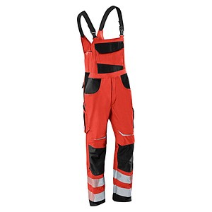 KÜBLER® unisex Warnschutz-Latzhose REFLECTIQ rot, schwarz Größe 27
